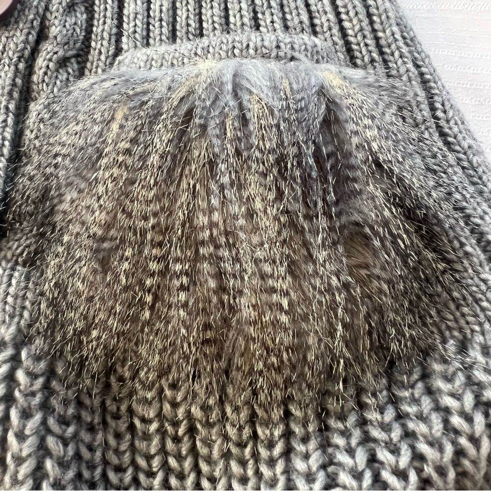 Sioni Y2K Faux Fur Cable Knit Longline Wool Blend Sweater Vest Cardigan SZ XL - Picture 15 of 16